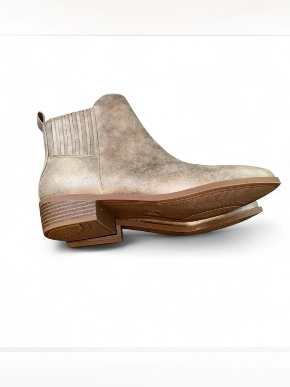 Wonder Nation Girls Metallic Taupe Gray Ankle Chelsea Boots Booties Size 6 NWT